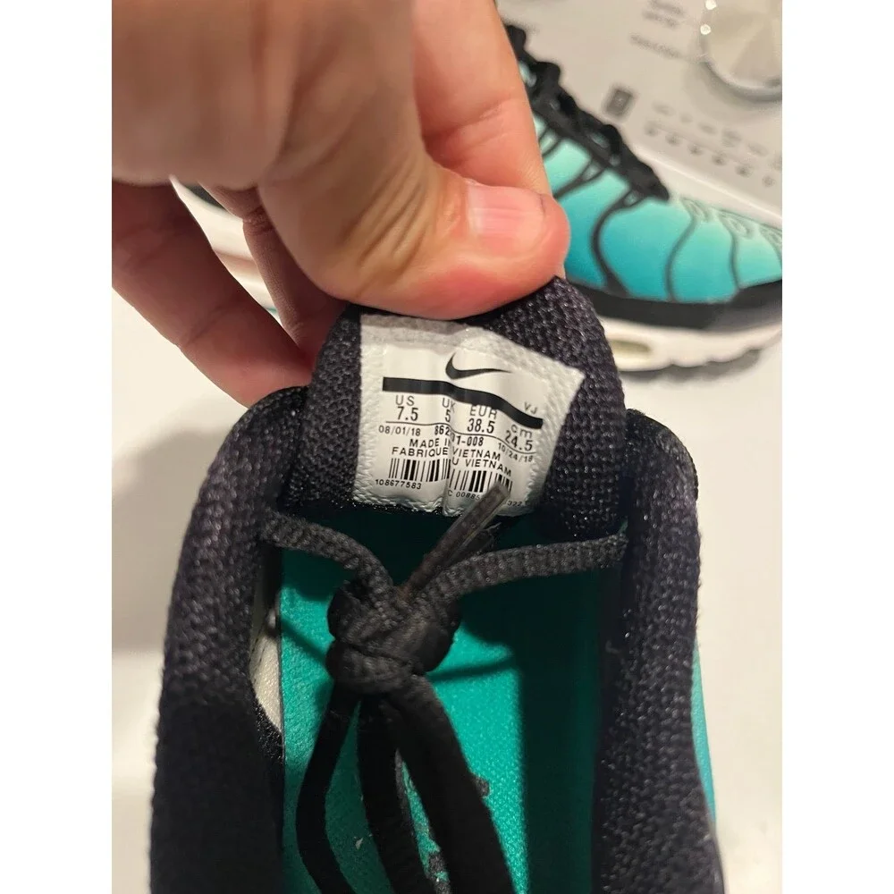 Nike Air Max Plus TN Aqua Gradient Running Shoes Men’s US 7.5 Black Teal